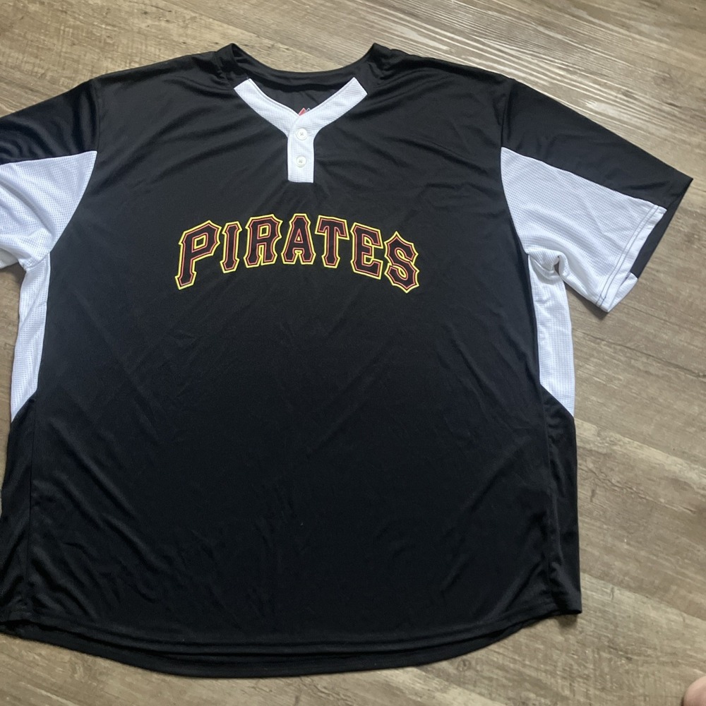 Pittsburgh Pirates Majestic 2 Button Replica Jersey‎ Shirt Mens 3XL Black
